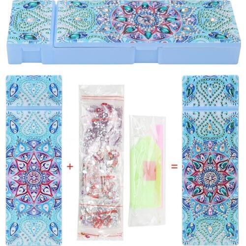 5D DIY Special Shaped Diamond Painting 2 Grids Stationery Pencil Box Rhinestones Diamond Embroidery Mandala Storage Case Gifts