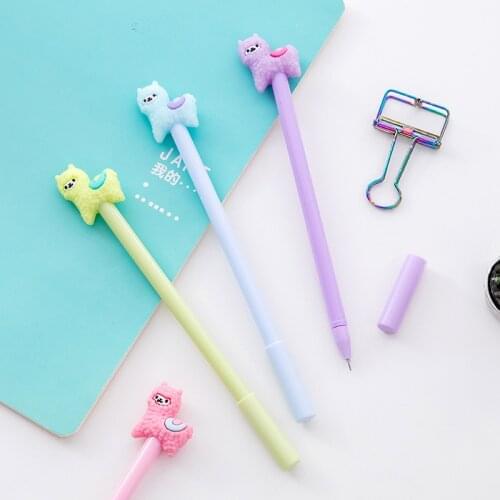 8 PCs Creative Cute Alpaca Animal Gel Pen Black Ink Pen Signature Pen Student Prizes Gel Pen Stationery Wholesale