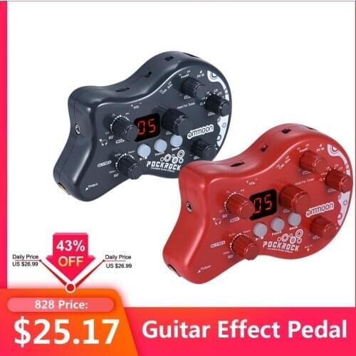 Ammoon PockRock Guitar Pedal Multi-effects Processor Electric Guitar Effect Pedal 15 Effects Power Adapter Guitar Accessories