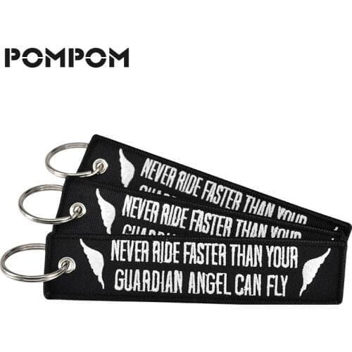 5 PCS Never Drive Faster Than Your Guardian Angel Can Fly Keychains for Motorcycles keys Stitch OEM Keychain key Fobs 8 chaveiro