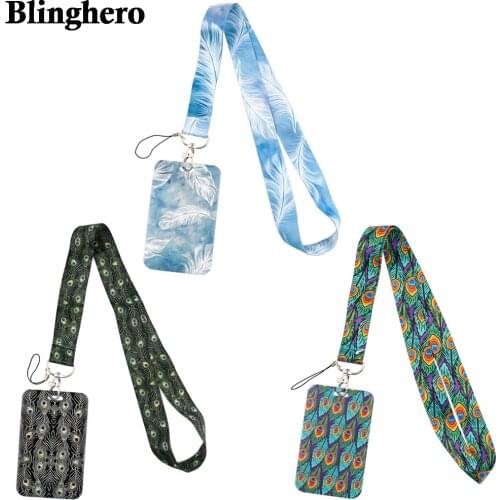 CB589 Colorful Feather Neck Strap Lanyard keychain Cell Phone Strap ID Badge Holder Rope Keychain Keyring Fashion Accessories