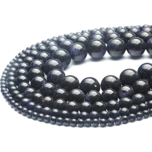 Black Beads On The Neck Synthetic Coloring Blue Sandstone Bulk Diameter 4-12MM, Hole 1MM Components For Jewelry Making
