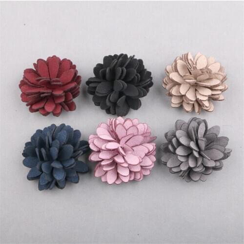 Free Shipping 20Pcs 5PCS 40MM Handmade Non Woven Fabric Flowers Flatback Floral Button Patch Sticker Garment Hair Jewelry Flower