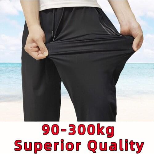 Multi Size Breathable Cool Thin Pants Summer Ice Silk Plus Size Men Casual Sports Pants Hiking Sportswear Trousers elasticity