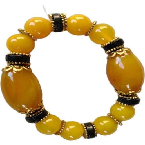Tibet Yellow Agate Bracelet Full Of Beauty Elastic Bracelet