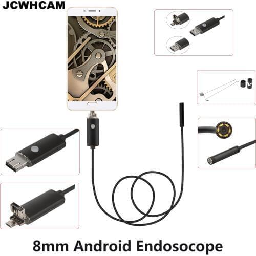 JCWHCAM Endoskop 8mm 1M 2M 5M USB Android Endoscope Camera Inspection Phone Camera OTG USB Endoscoop Camera Borescope HD 720P