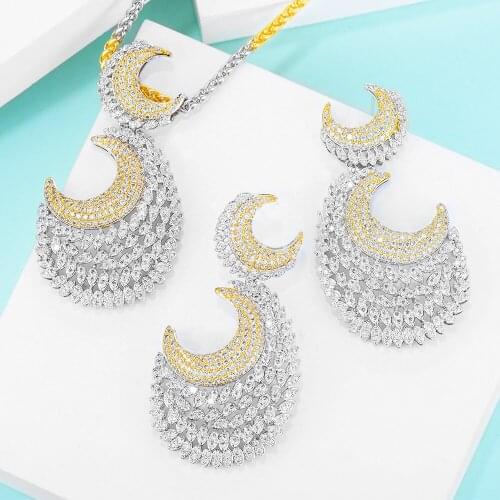 GODKI 65mm Luxury Leaf Flower Water Drop Women Wedding Cubic Zirconia Choker Necklace Earring Dubai Jewelry Set Jewellery Addict