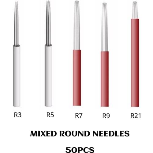 Microblading Needles Round R3/R5/R7/R9/R21 Round Needle Mixed Tattoo Needles Permanent Makeup Eyebrow Tattoo Supplies Microblade