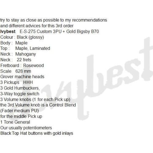 Customized body and headstock shape! 6 string electric guitar,lvybest 275 model Black finished, HHH pickups,withh big-sby tail