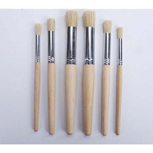 6pcs/set Watercolor Acrylic Painting Stencil Brush Different Size Wooden Handle Diy Oil Acrylic Painting Art Paint Brush Supply
