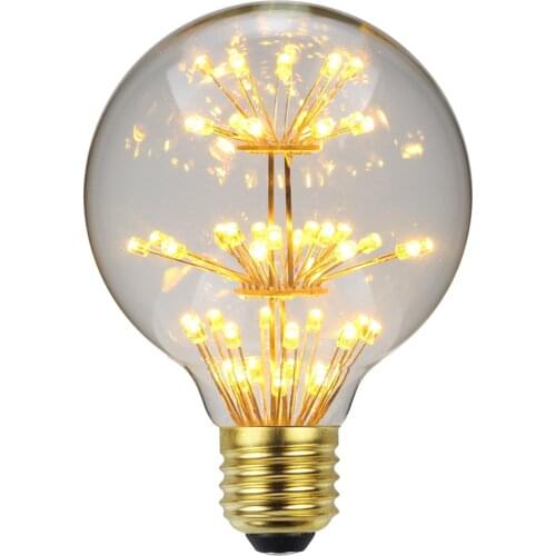 G80 Retro Edison Light Bulb AC85-265V 3W E27 Led Bulb Firework Lights Meteor Shower Warm Yellow Vintage Lamp Home Decor