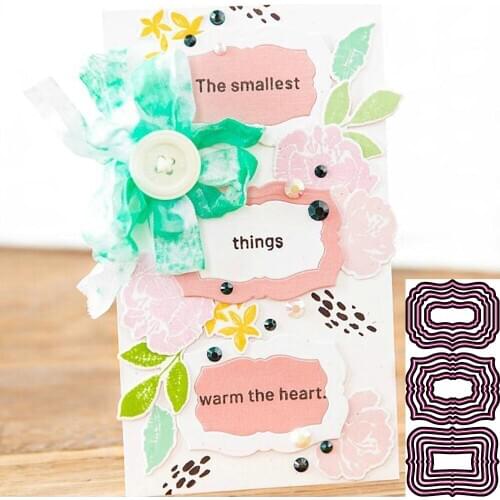 Metal cutting die label frame set die scrapbook embossed paper craft photo album card stamping art cutting die