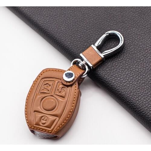 Fashion Leather Car Key Case Cover For Mercedes-Benz W203 W210 W211 Amg W204 C E S Cls Clk Cla Slk Classe 3 Buttons Smart