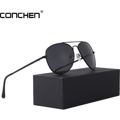 CONCHEN 2019 Pilot Polarized Sunglasses Men Women Spring Hinge Driving Metal Frame Sun Glasses Gafas de sol