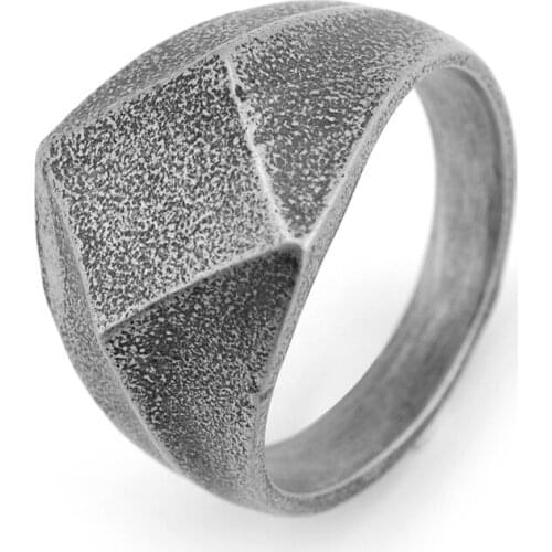 Retro Simple Mens Ring Stainless Steel Geometric Rhombus Rings Vintage Punk Trendy Male Jewelry