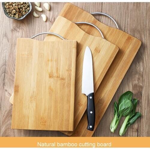 Natural Bamboo Cutting Board Thick Hangable Chopping Board Vegetable Fruits Meats Bread Wood Cutting Blocks Kitchen Accessories