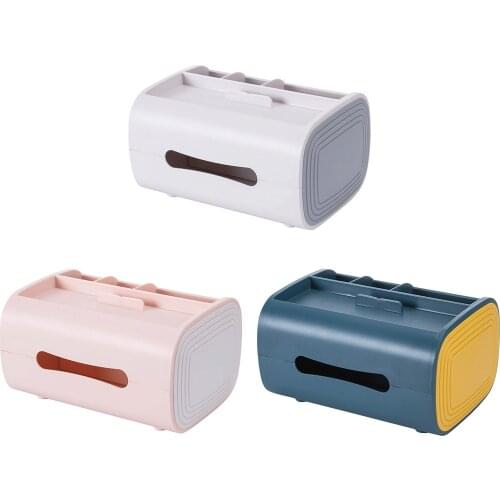 New 2 In 1 Storage Tissue Box Living Room Remote Phone Storage Case Multifunction Practical Simple Office Case Home Decoration