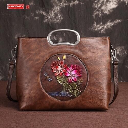 2020 New Retro Womens Handbag Female Shoulder Crossbody Bag Diagonal Casual Hand Rub Color Messenger Bags First Layer Leather