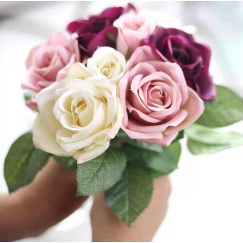 New Arrival Simulation of Nine Heads Roses Bouquet Bridal Holding Flower Bouquet 16 Colors In Stock For Wedding Party Decoration