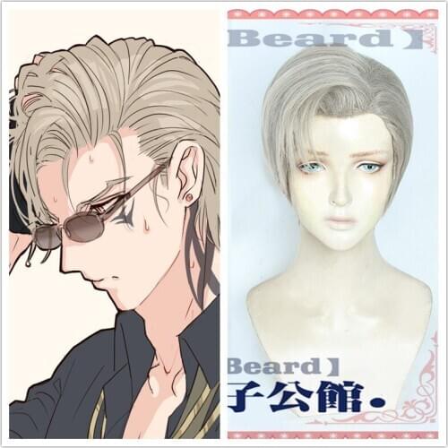 Game Touken Ranbu Online Sanchoumou Cosplay Wigs Gray Short Synthetic Heat Resistant Halloween Role Play Wigs