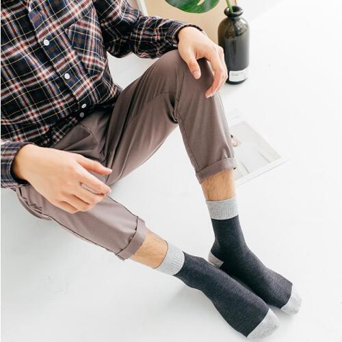 PEONFLY New Product Pure Solid Cotton Man Spelling Color Absorption Sweating Business Affairs Socks men Autumn And Winter