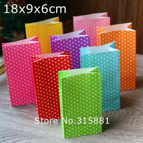 Polka Dot paper Gift bag,Party Favor Bag-Candy Cookie Bread Nuts Bag For Biscuits Snack Baking bag 18x9x6cm 30pcs/lot