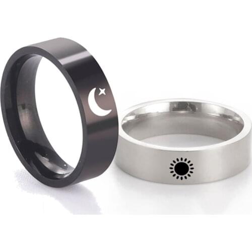 COOLTIME Simple Sun Moon Couple Ring For Women Men Minimalist Finger Ring Love Wedding Engagement Gift Fashion Jewelry