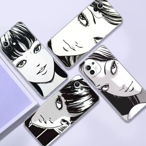 Clear Cover For Xiaomi Redmi Note 10 9 Pro 9S 7 9C 8 2021 8T 9A 7A 6A Shockproof Soft Silicone Phone Case Comic Junji Ito Tomie