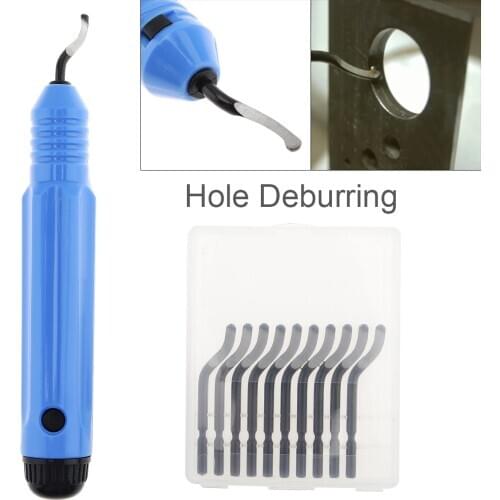 Hand Clamping Metal Aluminum Deburring Handle Trimmer Scraper Edger Set with 11pcs Cutter Head for Scrap Chamfer Trimming Tool