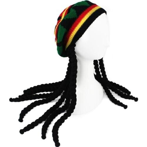 Hip-hop Hat Knitted Wig Knitted Hat Novelty Multicolor Headdress Fringed Hair Accessories Jamaican Style Rastafari Hat