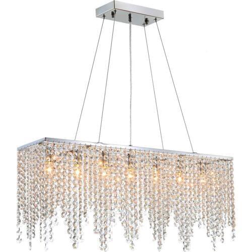 Modern Linear Rectangular Crystal Chandelier led Lighting Island Chandelier Lighting Fixture for Dining Room Living Room office