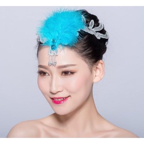 Dance Performance Stage Performance Dance Headdress Feather Sequins Square Dance Classical Yangko National Dancer