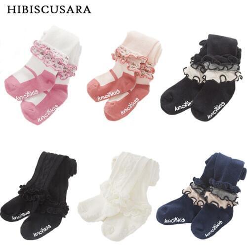 0-3Yrs Baby Spring/Autumn Tights Cotton Bebe Infant Pantyhose Ruffles White Kids Knitted Collant Tights Toddler Soft Stocking