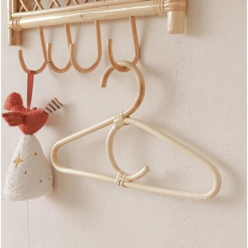 Rattan Clothes Hangers Pants Clothes Rack Hooks for Baby Nordic Kids Garments Organizer Rack Adults Hanger Home Accessories