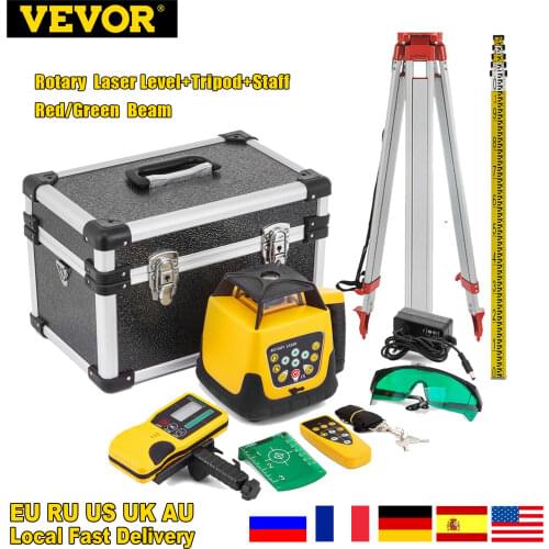 VEVOR 360° Rotary Laser Level Kit Self-Leveling 500M Range Measurement Instruments Construction Tools for Outdoor Industry Use