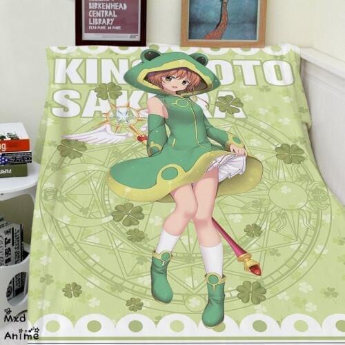 Japanese Anime KINOMOTO SAKURA Soft Flannel Fleece Throw Blanket Decorative Plane Blankets for sofa otaku blanket drop shipping