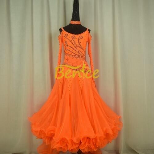Dance Wear Competition Long Swing Diamond Modern Standard Tango Waltz Latin Dance Costume Ballroom Dancing Dress For Women