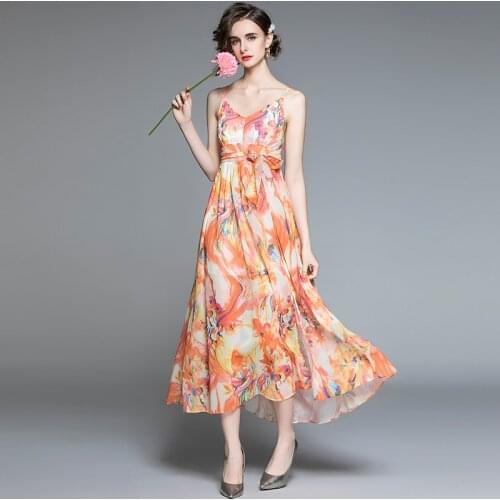 ZUOMAN Women Summer Elegant Chiffon Dress Festa High Quality Long Wedding Party Robe Femme Vintage V-Neck Designer Vestidos