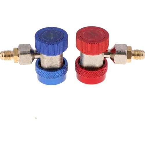 1 Pair R134A High/Low Auto Car Quick Coupler Connector Brass Adapters Air Conditioning Adjustable AC Manifold Gauge