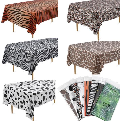 1pcs Jungle Animal Disposable Tablecloth Plastic Jungle Safari Table Cloth Happy Birthday Party Decoration Supplies Table Covers