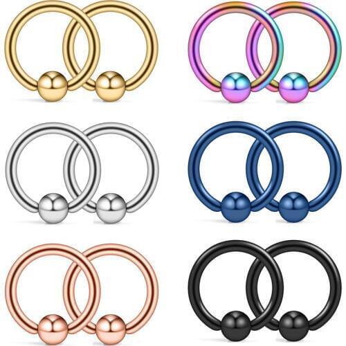 JFORYOU 12PCS 12G 316L Surgical Steel Captive Bead Nose PA Tragus Lip Nipple Belly Piercing Jewelry Rings