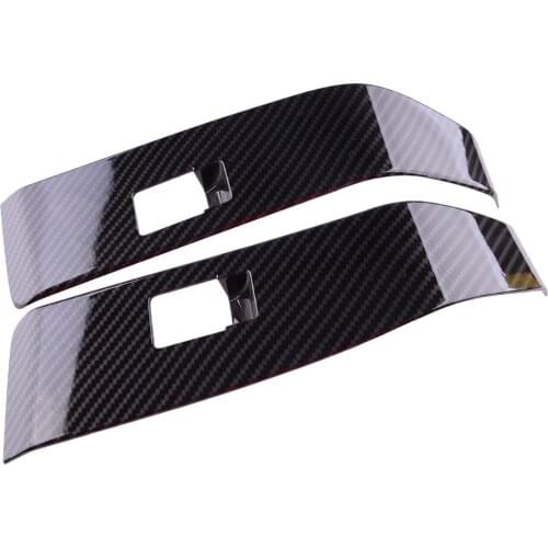 2Pcs/Set Interior Rear Door Window Lift Regulator Cover Fit For Toyota Tacoma 2016 2017 2018 2019 2020 Carbon Fiber Style Black