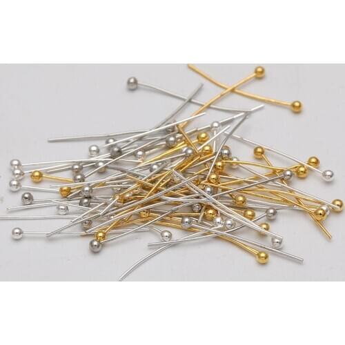200pcs/lot Length 15 18 20 22 25 30 mm Metal Ball Head Pins Gold Silver Antique Bronze Head Pins For Diy Jewelry Making Findings