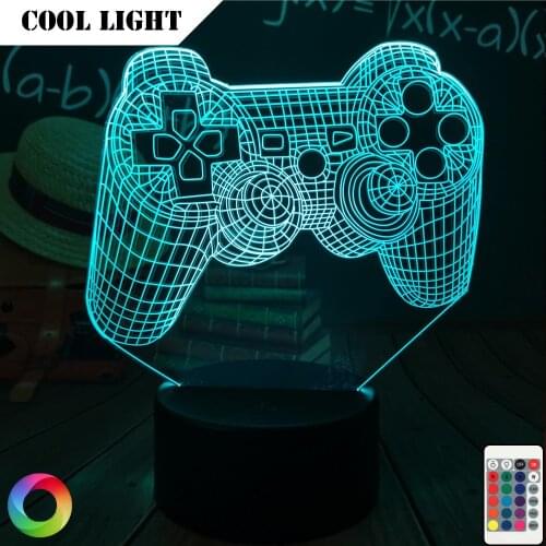 3d Illusion Night Lamp Gaming Room Game Pad Desk Setup Lighting Decor for Playstation Console Icon Logo Sensor Table Light Gift