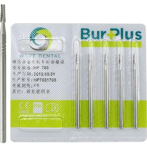 5PCS Wave Dental Tungsten Carbide Bur Taper Fissure HP 703 Surgical PACK