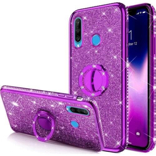 Diamond Case for Huawei Y5P Y6P Y7P Honor 30s 30 Pro P40 P30 Lite Pro View 30 20 Y9 Prime 2019 Glitter Ring Cover