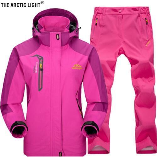 THE ARCTIC LIGHT Spring and Autumn Outdoor Hiking Camping Jacket Pants Womens Suit Windbreak Trekking Single Coat Trousers