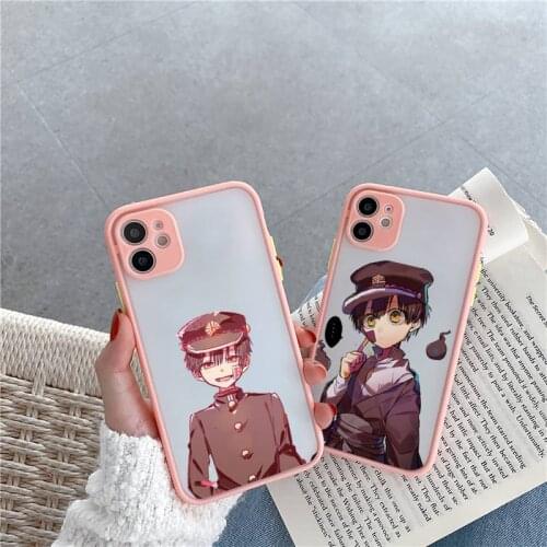 Anime ground-bound boy Hanako-kun Phone Case For iPhone 12 11 Mini Pro XR XS Max 7 8 Plus X Matte transparent Pink Back Cover