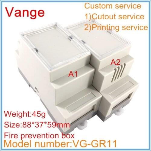 2pcs/lot injected mould housing ABS plastic fire prevention case project box diy 88*37*59mm for guide rail electronic product