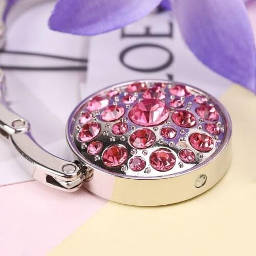 Round Foldable Purse Bag Rhinestone Hanger Handbag Table Desk Hook Tote Holder